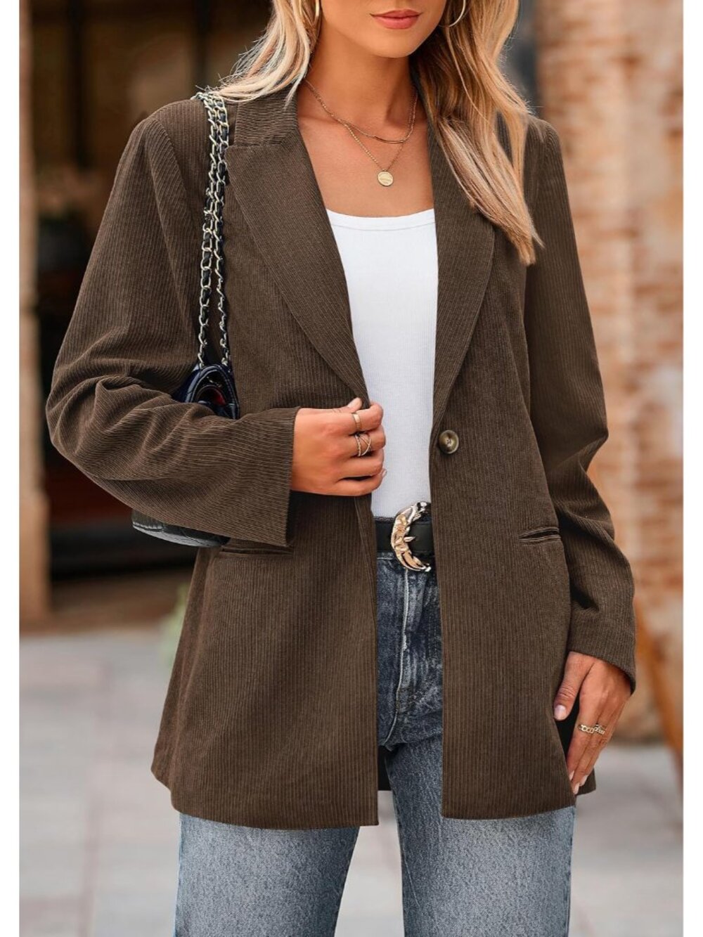 Women's Winter Corduroy Blazers Jackets - Picture 6 of 8